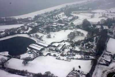 J Rayner & Sons Farm in the Snow, Horton, Aerial Photo 
