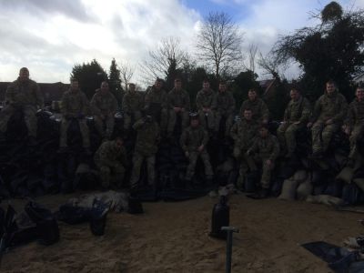 The Army at Berkyn Manor for Flood Defence Work
